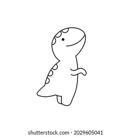 Vector isolated cute cartoon the sweetest dinosaur black line contour drawing