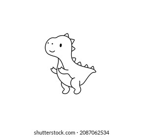 Dibujo de la línea negra de los dinosaurios más dulces aislados del vector lindo