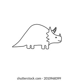 Dibujo de línea de dinosaurios triceratops aislado por vectores. Dibujo simple de la línea del doodle de Dinosaur.
