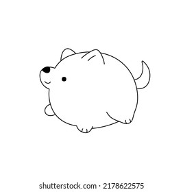 Dibujo de línea de contorno blanco y negro incoloro para perros redondos y grasos aislados con vectores lindo dibujos animados
