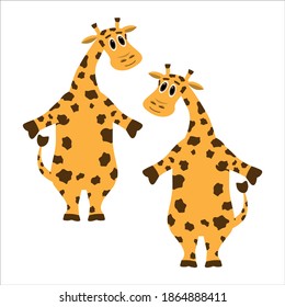 vector isolated cute giraffes on a white background