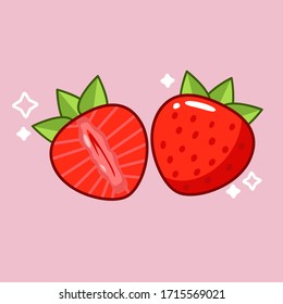Vector aislado adorable icono de fresa para menú café o cocina de restaurante