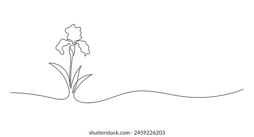 Vector aislado narcisos flores flor contorno línea incoloro negro y blanco dibujo sobre fondo blanco. La línea minimalista del nerd. Vector de romance