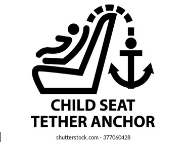 Vector isolated dashboard sign. child seat tether anchor