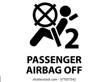 vector isolated dashboard sign with description. Passenger airbag off