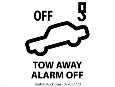 vector isolated dashboard sign with description. tow away alarm off