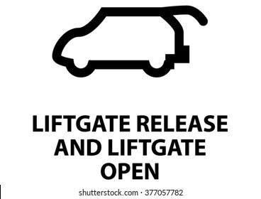 vector isolated dashboard sign with description. liftgate release and liftgate open