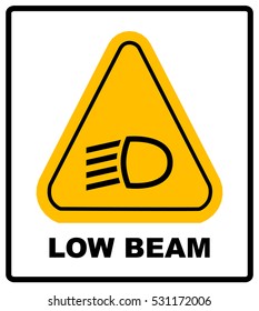 vector isolated dashboard sign with description. low beam