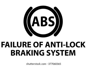 Vector isolated dashboard sign. failure of antilock braking system