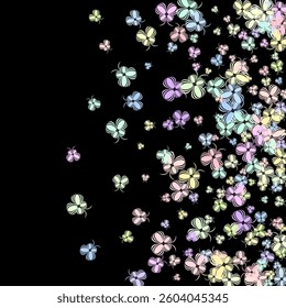  Vector isolated decoration element from scattered silhouettes.  Butterflies in flight. 
