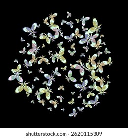 Vector isolated decoration element from scattered silhouettes Paper cut out digital craft style. 