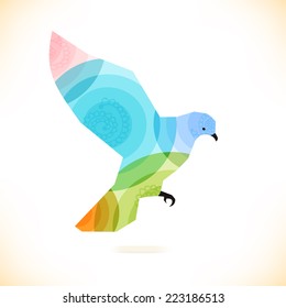 Vector isolated decorative bird. Pigeon, dove.