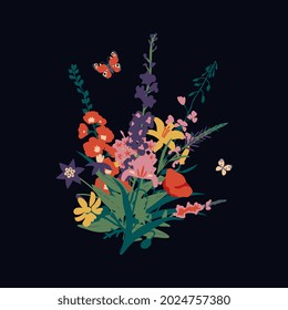 Vector isolated decorative flower bunch