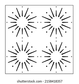 Vector isolated decorative square tile grphic black and white design stencil template