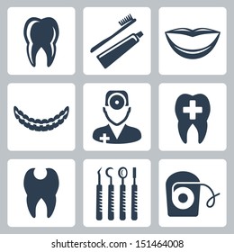 Vector isolated dental icons set