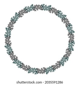 Vector isolated design botanical cute garland floral vignette in pastel colors. Cute circle frame on a white background. Perfect for cards, postcards, wedding and graduation invitations