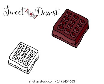 Vector isolated dessert with candy on the white background. Sweet dessert coloring book. Vector isolated dessert.