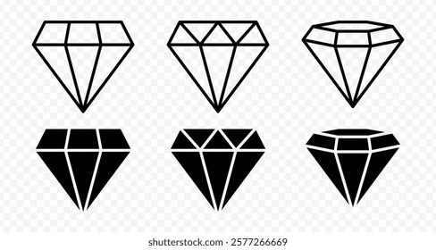 Vector isolated Diamond icon in black fill and outline
