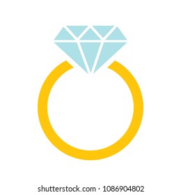 vector isolated diamond ring icon - wedding symbol, jewel illustration