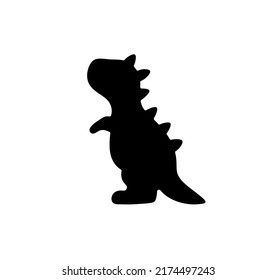 Vector Isolated Dinosaur Dino Toy Side View Symbol Outline Black Colored Silhouette Shadow