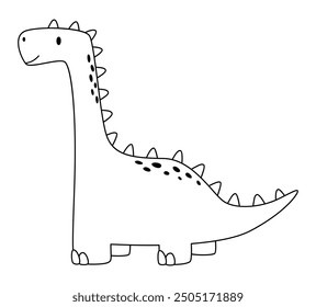 Vector isolated dinosaur. Line art illustration