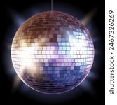 Vector Isolated Disco Ball on Dark Background