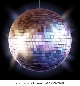 Vector Isolated Disco Ball on Dark Background