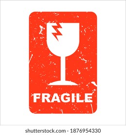 Vector Isolated Distressed Fragile Label