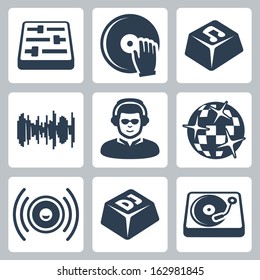 Vector isolated dj and music icons set