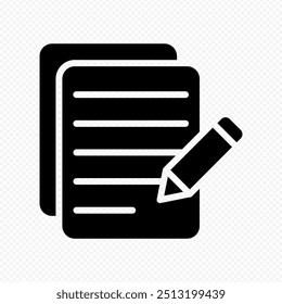 Vector isolated Document with pencil black fill icon