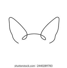 Vector isolated dog ears one single contemporary line tattoo colorless black and white contour line easy drawing