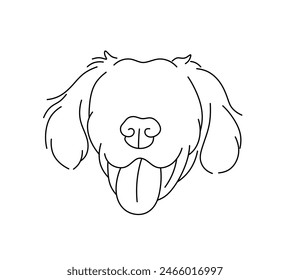 Vector isolated dog head portrait tattoo colorless black and white contour line easy drawing