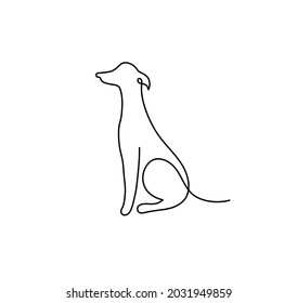 Vector aislado perro de una línea de dibujo único. Tatuaje de línea de perro línea negra, icono, logotipo, símbolo