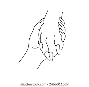 Vector isolated dog paw in human hand colorless black and white contour line easy drawing