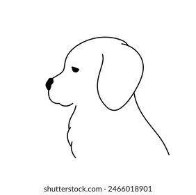 Vector isolated dog puppy head side view colorless black and white contour line easy drawing