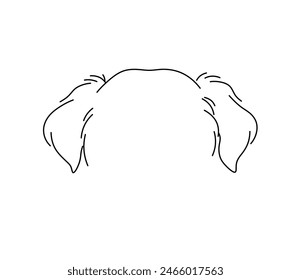 Vector isolated dog puppy top of the head with ears colorless black and white contour line easy drawing
