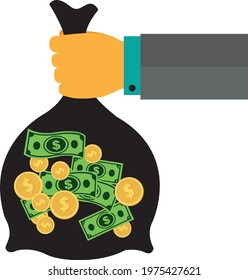vector isolated dollar and money bag