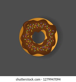 Vector Isolated donut. Modern and cartoon donuts. For logo, sticker, label, icon or fav icon. Glazed cool donuts with topping. Tasty sign for bakery menu.