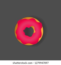 Vector Isolated donut. Modern and cartoon donuts. For logo, sticker, label, icon or fav icon. Glazed cool donuts with topping. Tasty sign for bakery menu.