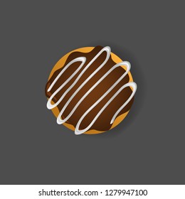 Vector Isolated donut. Modern and cartoon donuts. For logo, sticker, label, icon or fav icon. Glazed cool donuts with topping. Tasty sign for bakery menu.