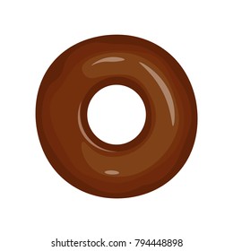 Vector Isolated donut. Modern flat and cartoon geometric donuts on white background. For logo, sticker, label, icon or favicon. Glazed cool donuts with topping. Tasty pink sign for bakery menu.