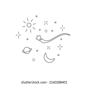 Vector Isolated Doodle Celestial Bodies Composition Stock Vector ...