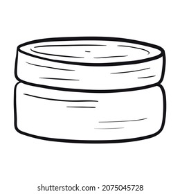 Vector isolated doodle illustration of cream jar with lid.