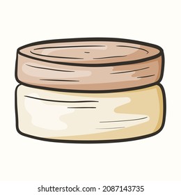 Vector isolated doodle illustration of cream jar with lid.