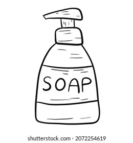 Vector isolated doodle illustration of soap dispenser bottle.