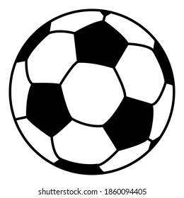 Vector isolated doodle illustration of a soccer ball, on a white background. Simple flat style.
