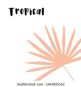 Vector isolated Doodle illustration with tropical jungle green palm leaves.
