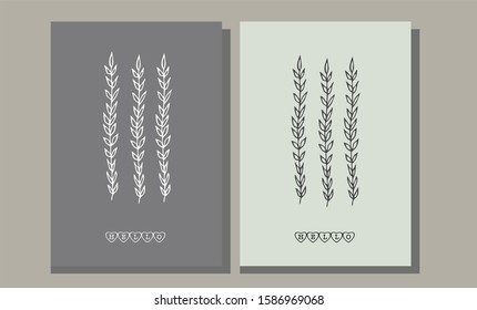 Vector isolated doodle natural plants handmade goodbye doodles. Perfect for invitations, cards, posters, packaging and boxes.