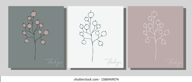 Vector isolated doodle natural plants handmade goodbye doodles. Perfect for invitations, cards, posters, packaging and boxes.