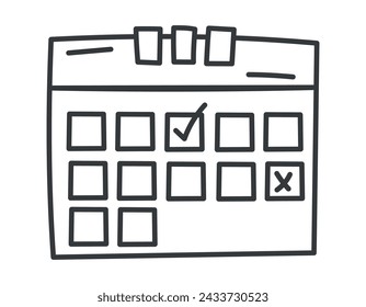 Vector aislado doodle contorno símbolo de calendario.